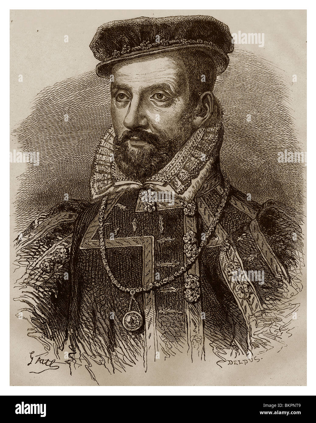 Gaspar II de Coligny (1519-1572): Admiral of France from 1552 to 1572. Stock Photo