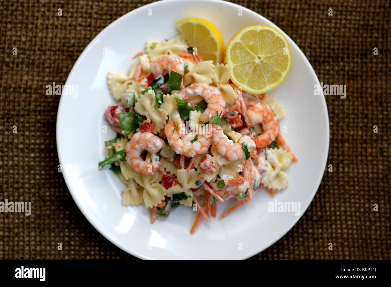 King Prawn and Pasta Stock Photo Alamy