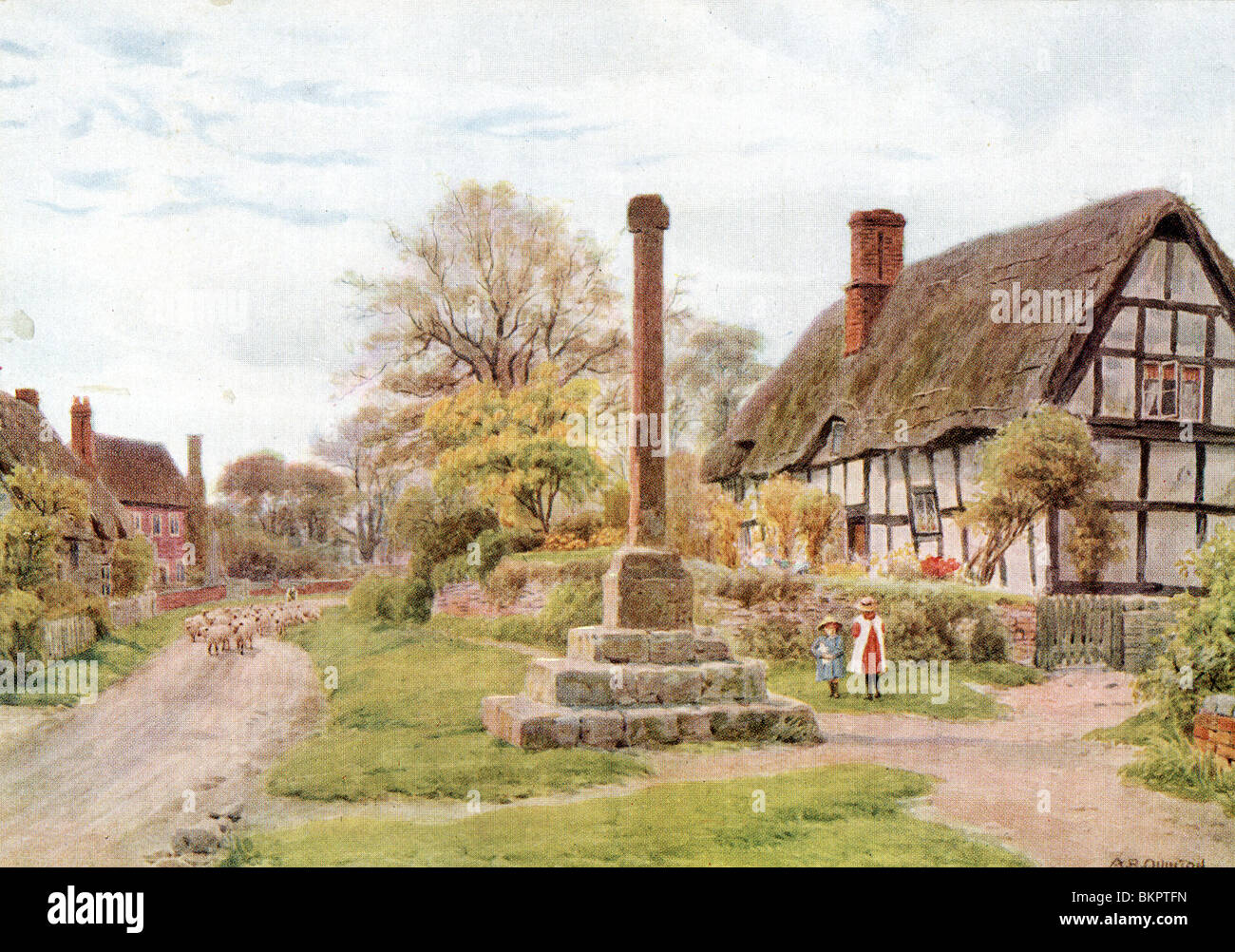 Village Cross, AshtonunderHill, Gloucester Stock Photo Alamy