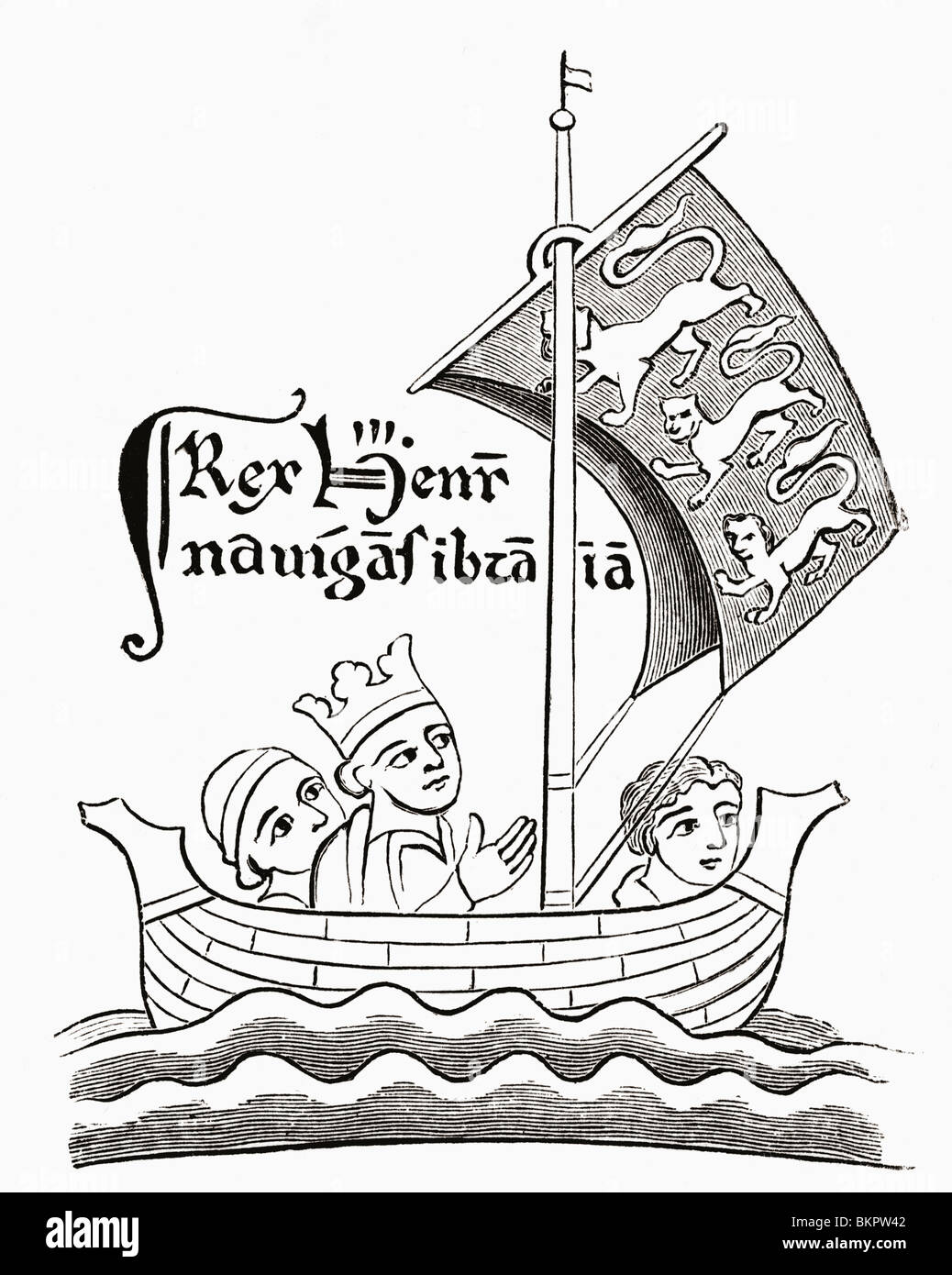 Henry III sailing to Brittany in 1230. Stock Photo