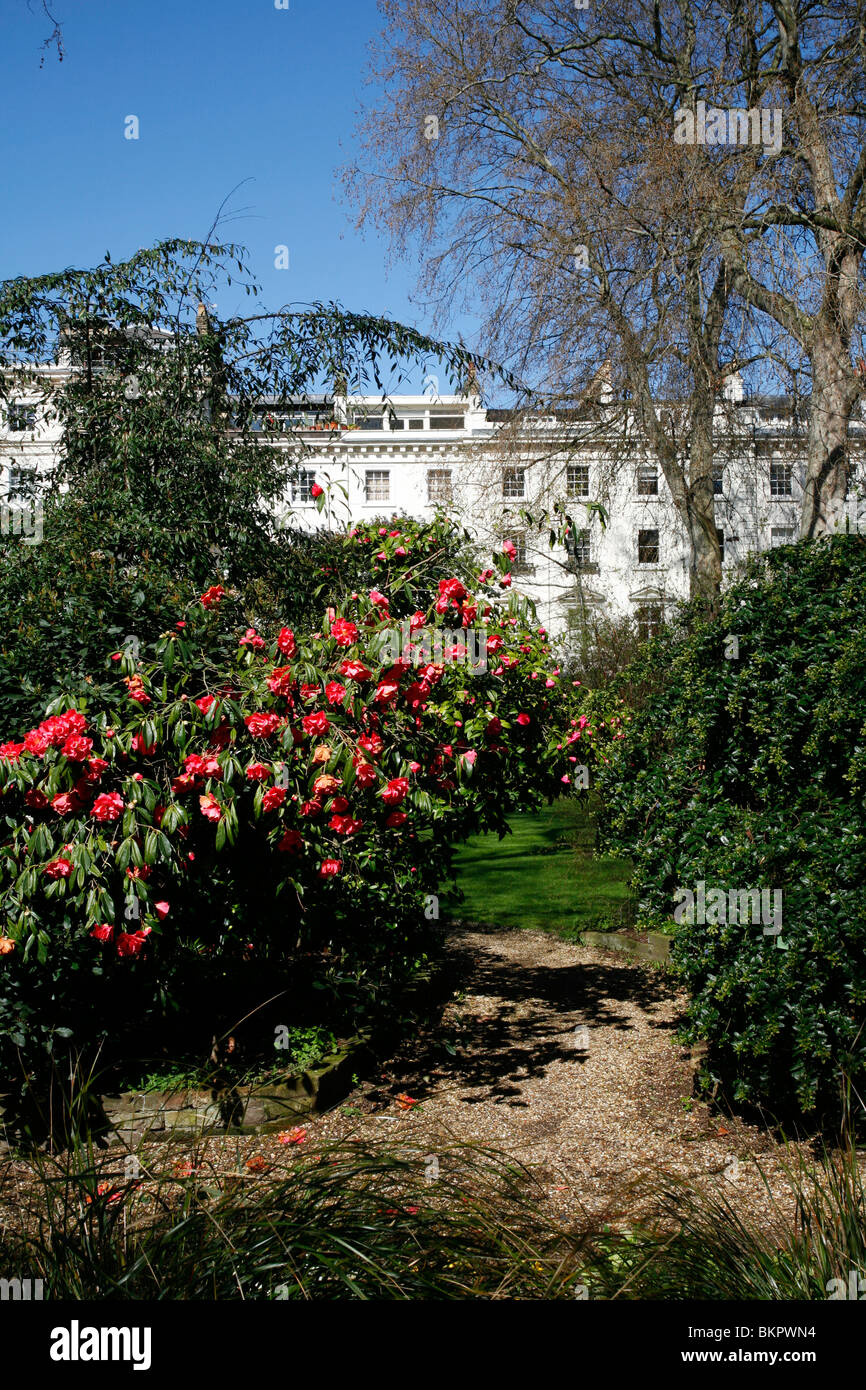 Communal gardens inside Eccleston Square, Pimlico, London, UK Stock Photo
