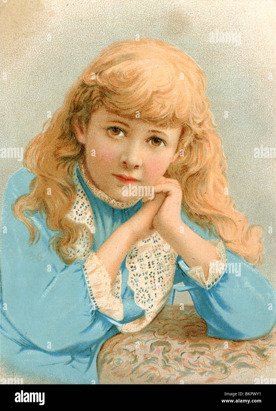 Portrait of a Young Girl in Blue Dress Stock Photo - Alamy