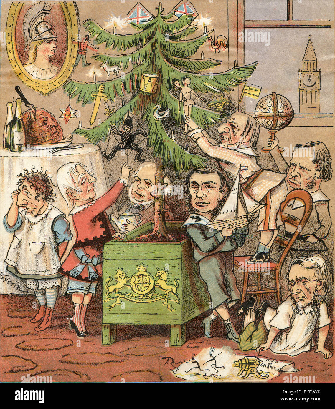 Socialising Around the Christmas Tree Stock Photo