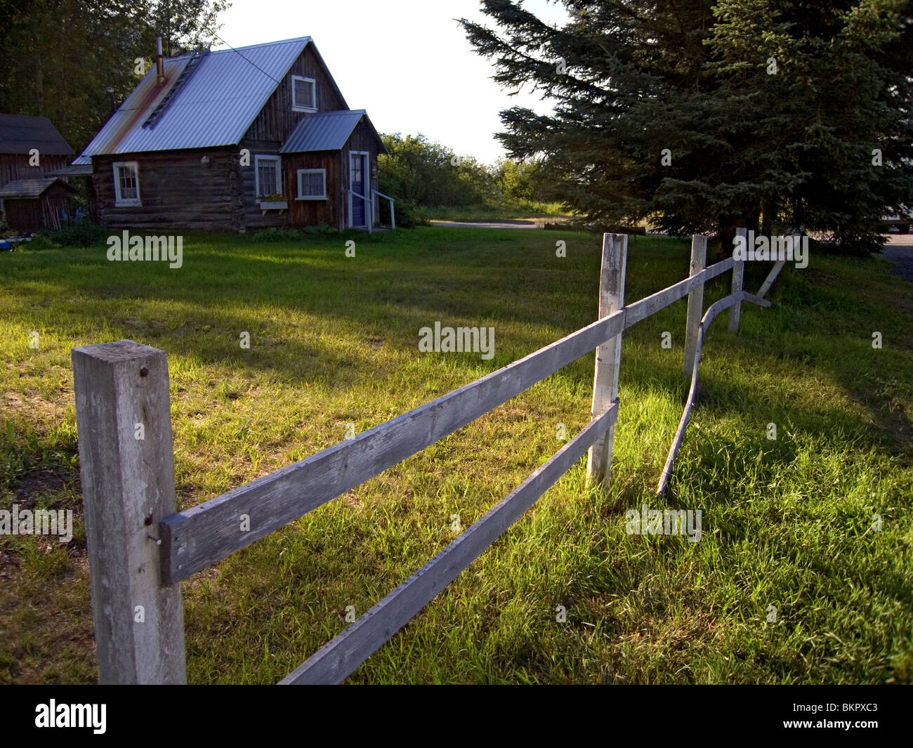 Old cabin in the town of Hope Alaska Kenai Peninsula Summer Stock Photo