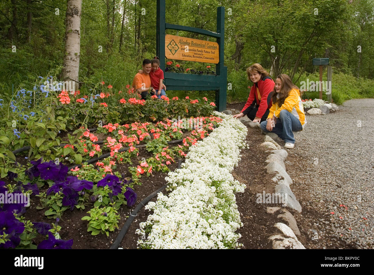 Family Enjoys Flower Ak Botanical Garden Anchorage Sc Summer
