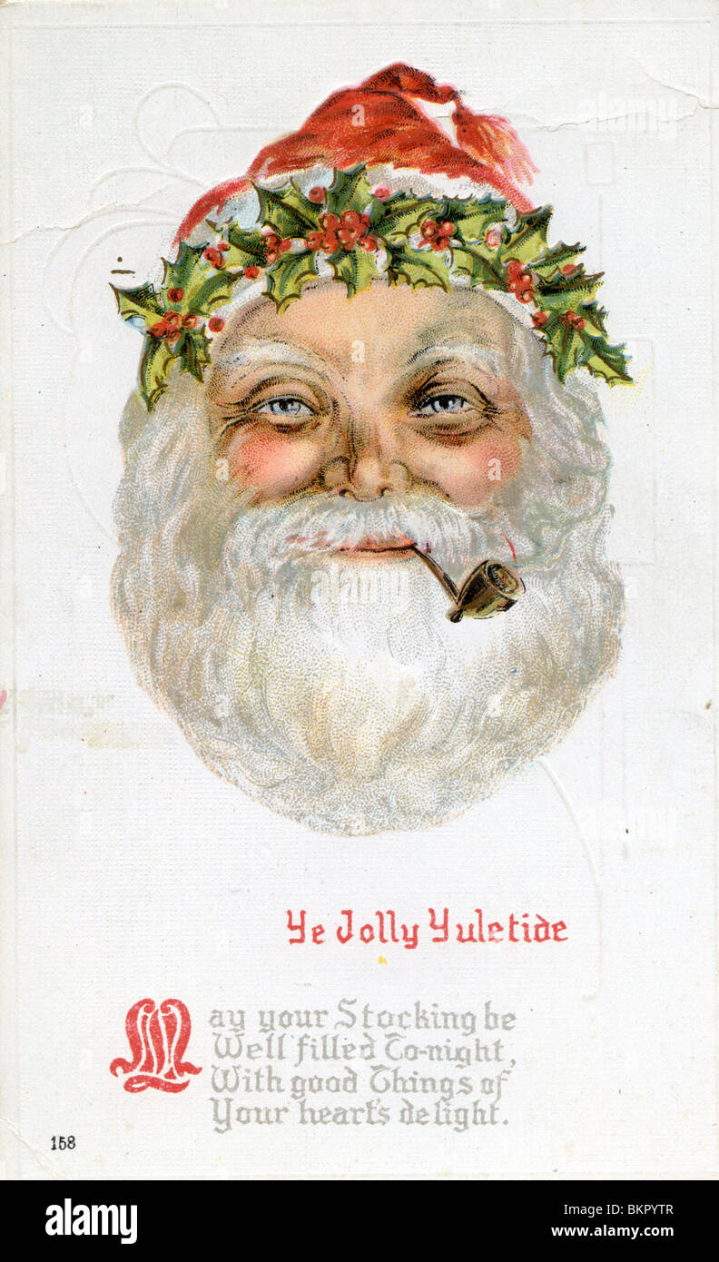 Father Christmas Smoking his Pipe Stock Photo