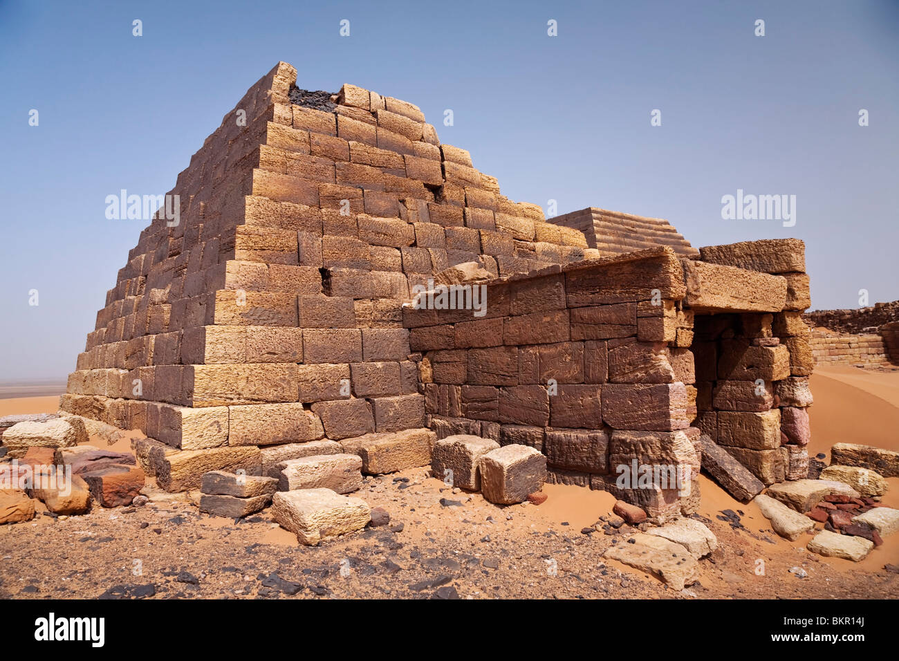Sudan, Begrawiya. The ancient Nubian Pyramids. Stock Photo