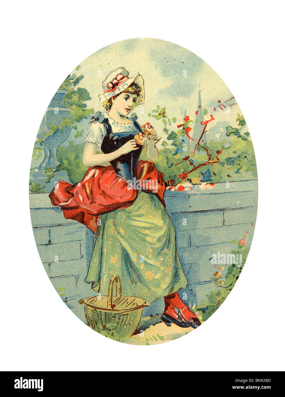 Lady with a Wicker Basket Stock Photo Alamy