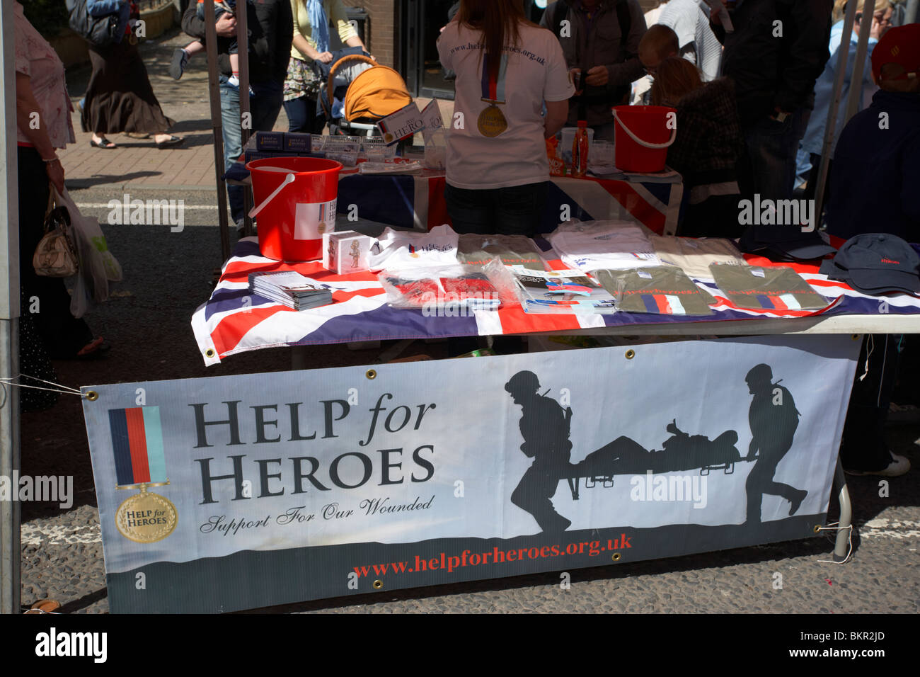help for heroes charity stall at a street fair in Holywood County Down