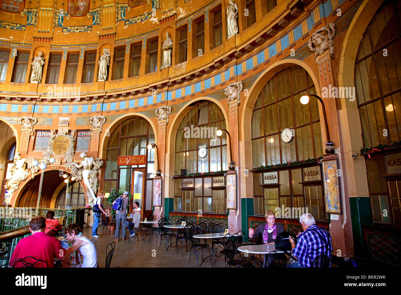 Czech Republic, Prague; Inside the Art Nouveaux decorated train station