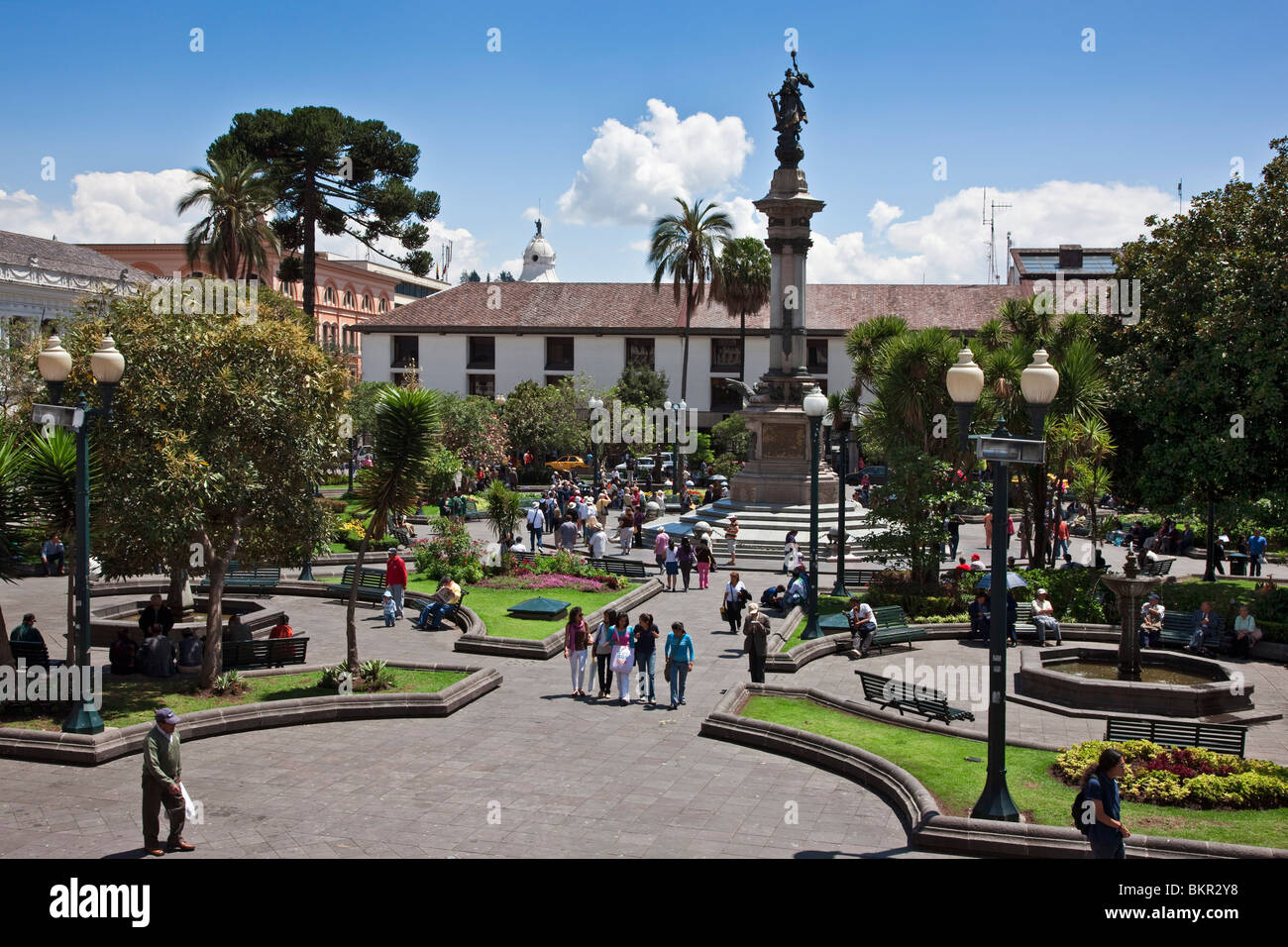 Ecuador, Independence Square in the Old City of Quito. Stock Photo