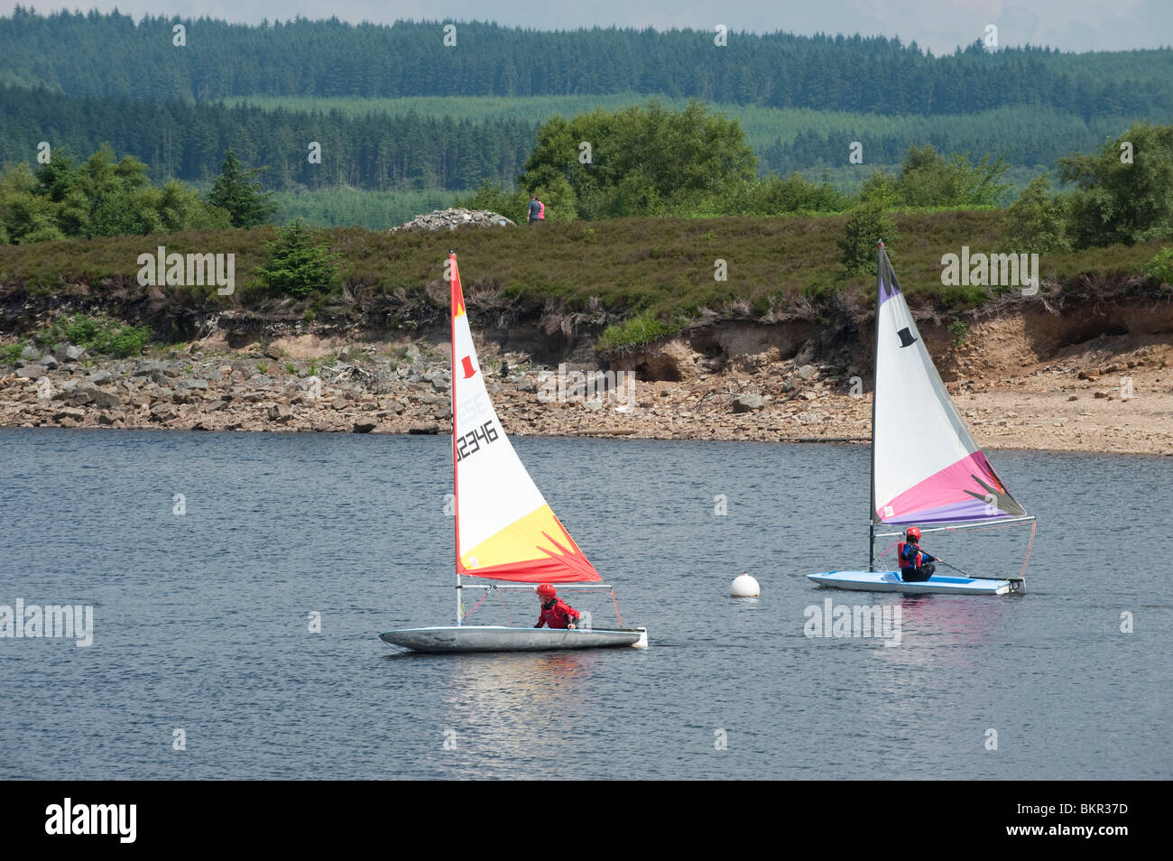 Dinghy sailing on Kielder Water, Northumberland, England Stock Photo