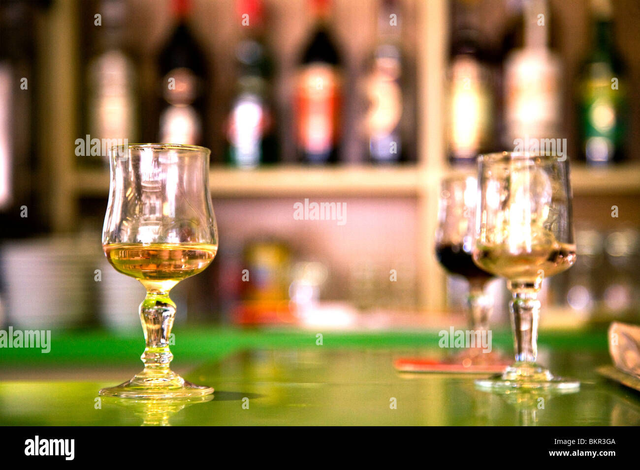 France, Nice; In a typical bar around the Cote d'Azur an aperitive is