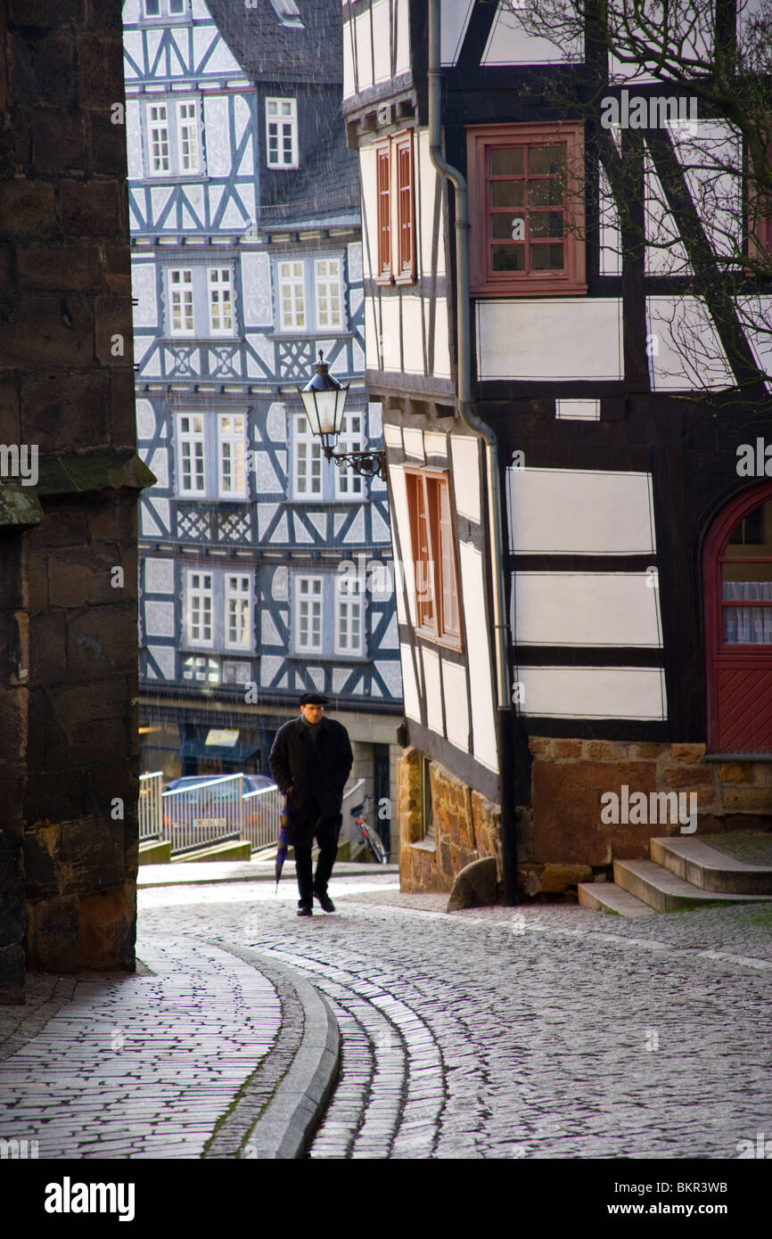 Street in the downtown of Marburg, Hessen, Germany Stock Photo Alamy