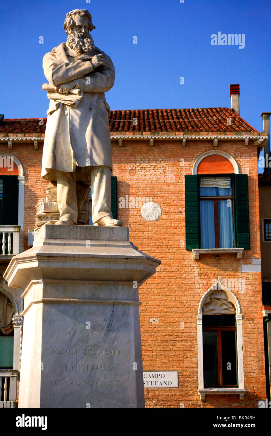 Italy, Veneto, Venice; Monument for Niccolo Tommaseo (1802-1874), linguist and journalist, editor of 'Dizzionario della Lingua' Stock Photo