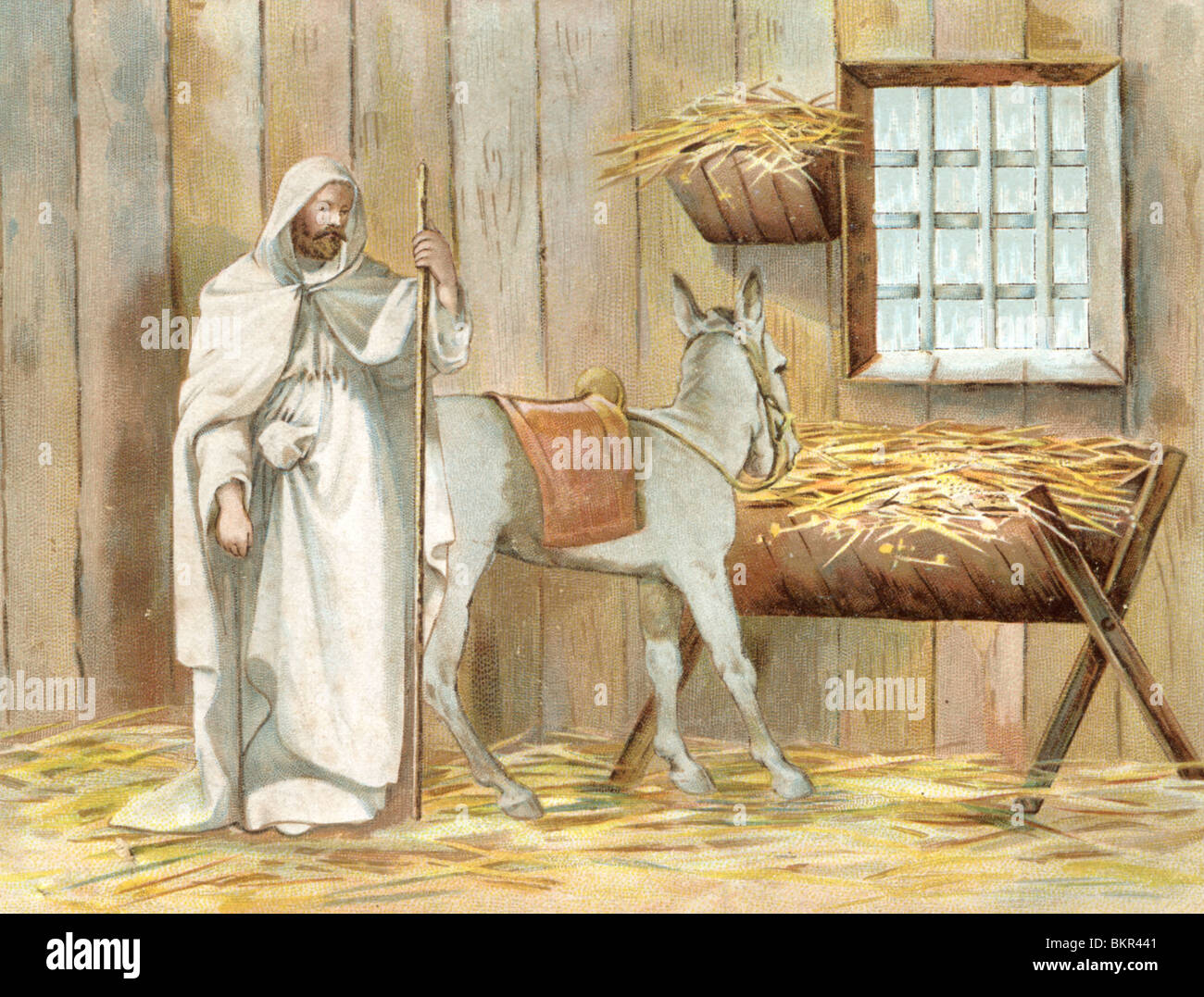 Christmas Nativity Scene - The Manger in the Stable Stock Photo