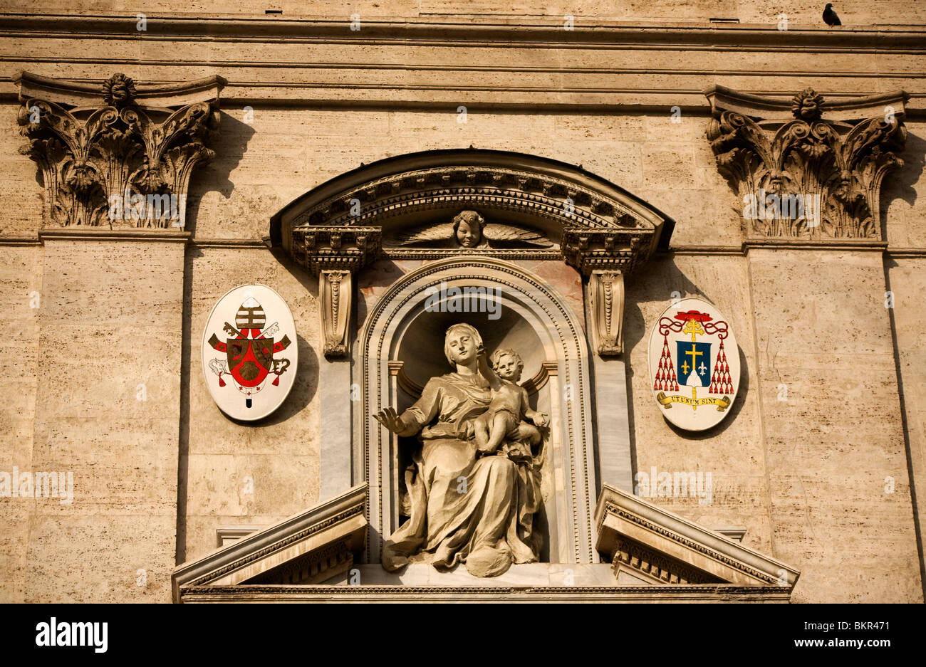 Italy,Rome; A sculpture of the Madonna holding baby Jesus, church of Santa Maria in Traspontina in the Via della Conciliazione Stock Photo