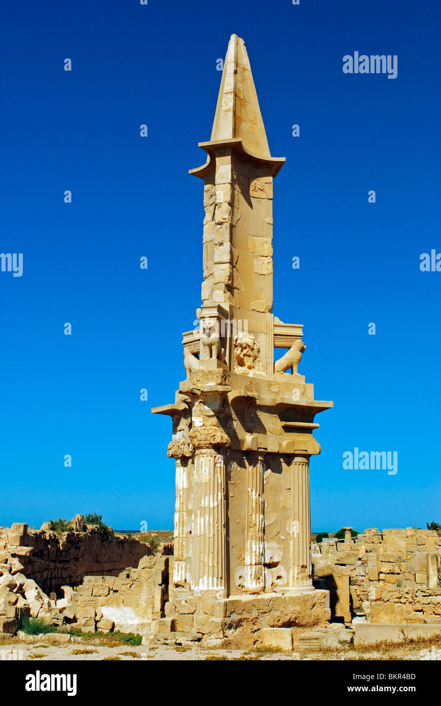 Libya, Sabratha. The Mausoleum of Bes. Stock Photo
