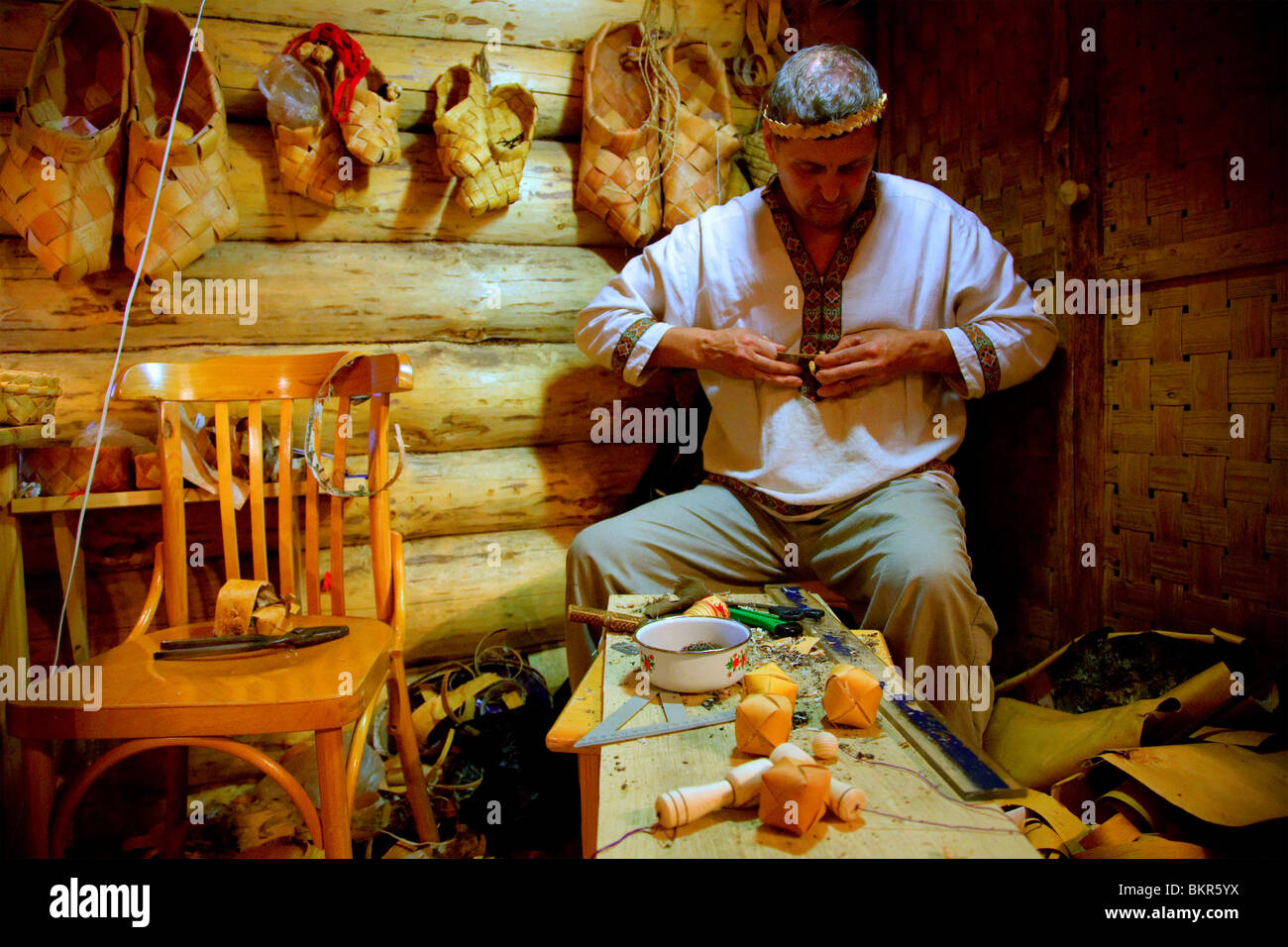 Russia, Leningrad Region, Podporozhsky - In Mandrogi, a crafts village on the Svir river Stock Photo