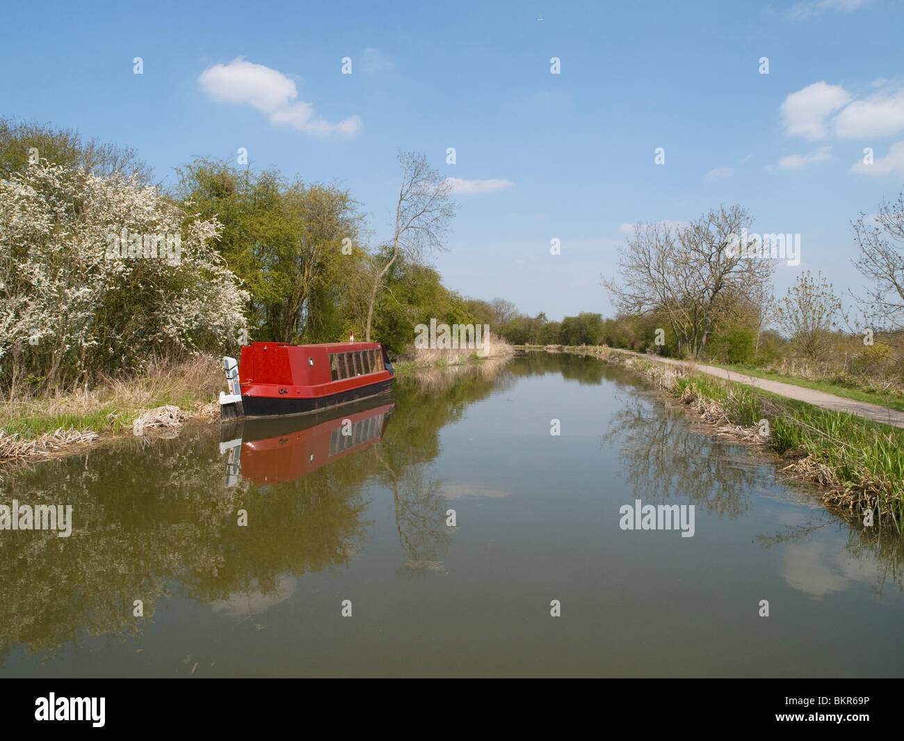 A narrowboat on the Grand Union Canal at Foxton Locks, Leicestershire