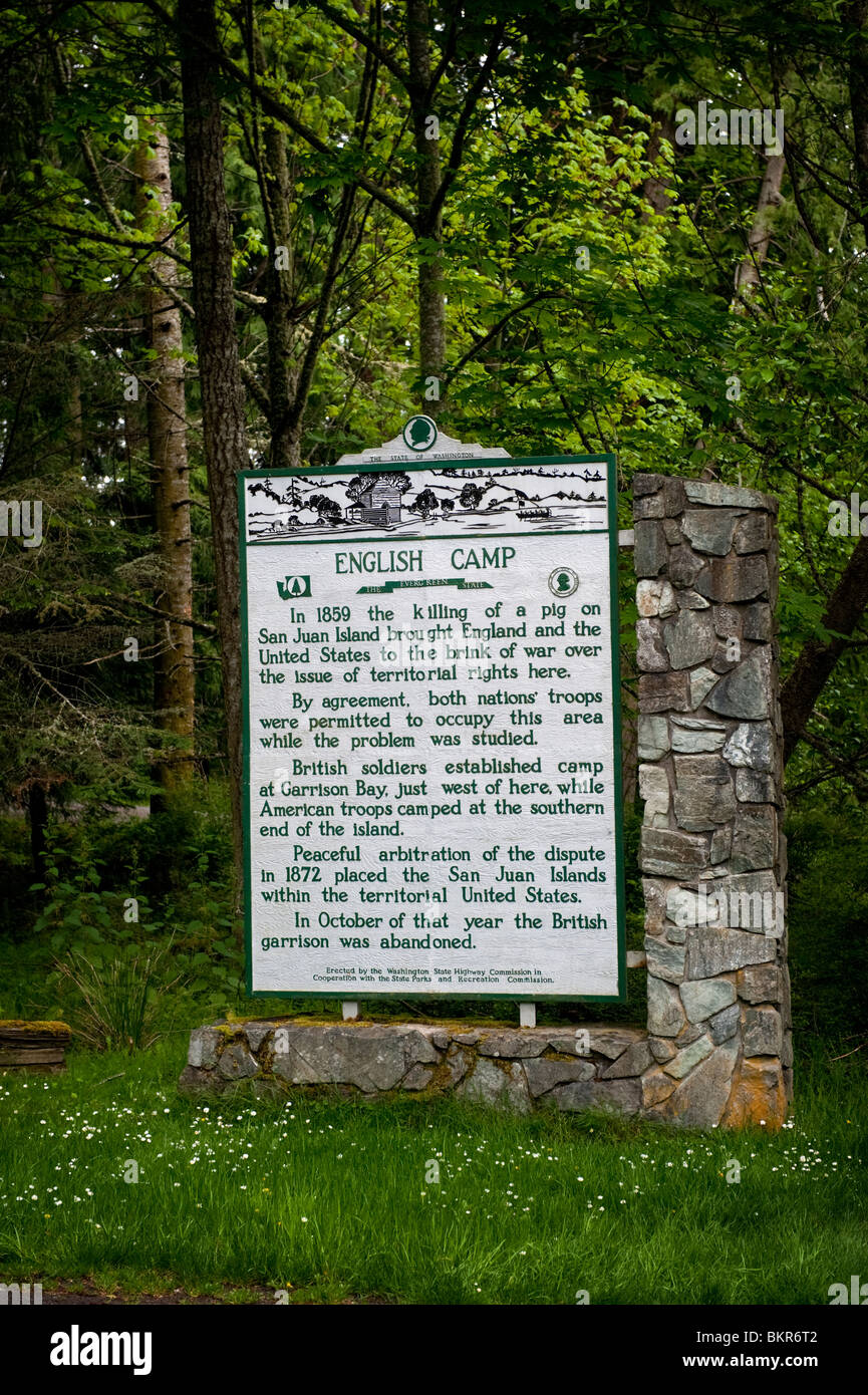 English Camp, San Juan Island, Washington. A U.S. National Park on San Juan Island in Washington commemorating the Pig War. Stock Photo