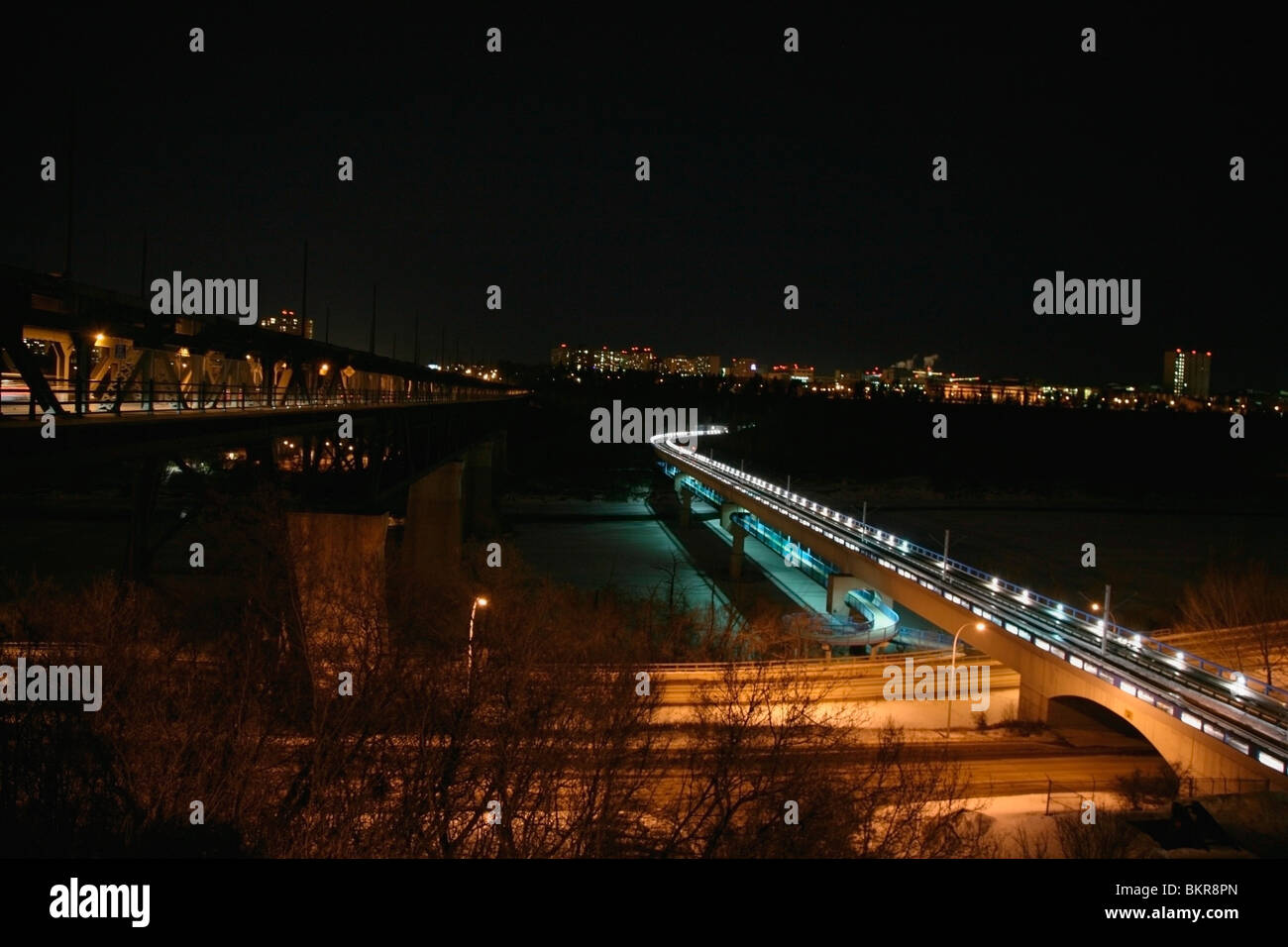 Edmonton, Alberta, Canada; The High Level Bridge And The Lrt Bridge
