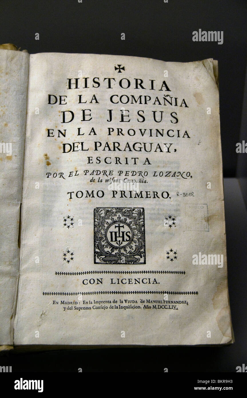 Father Pedro Lozano Historia de La Comania de Jesus en al Provicia del Paraguay Stock Photo
