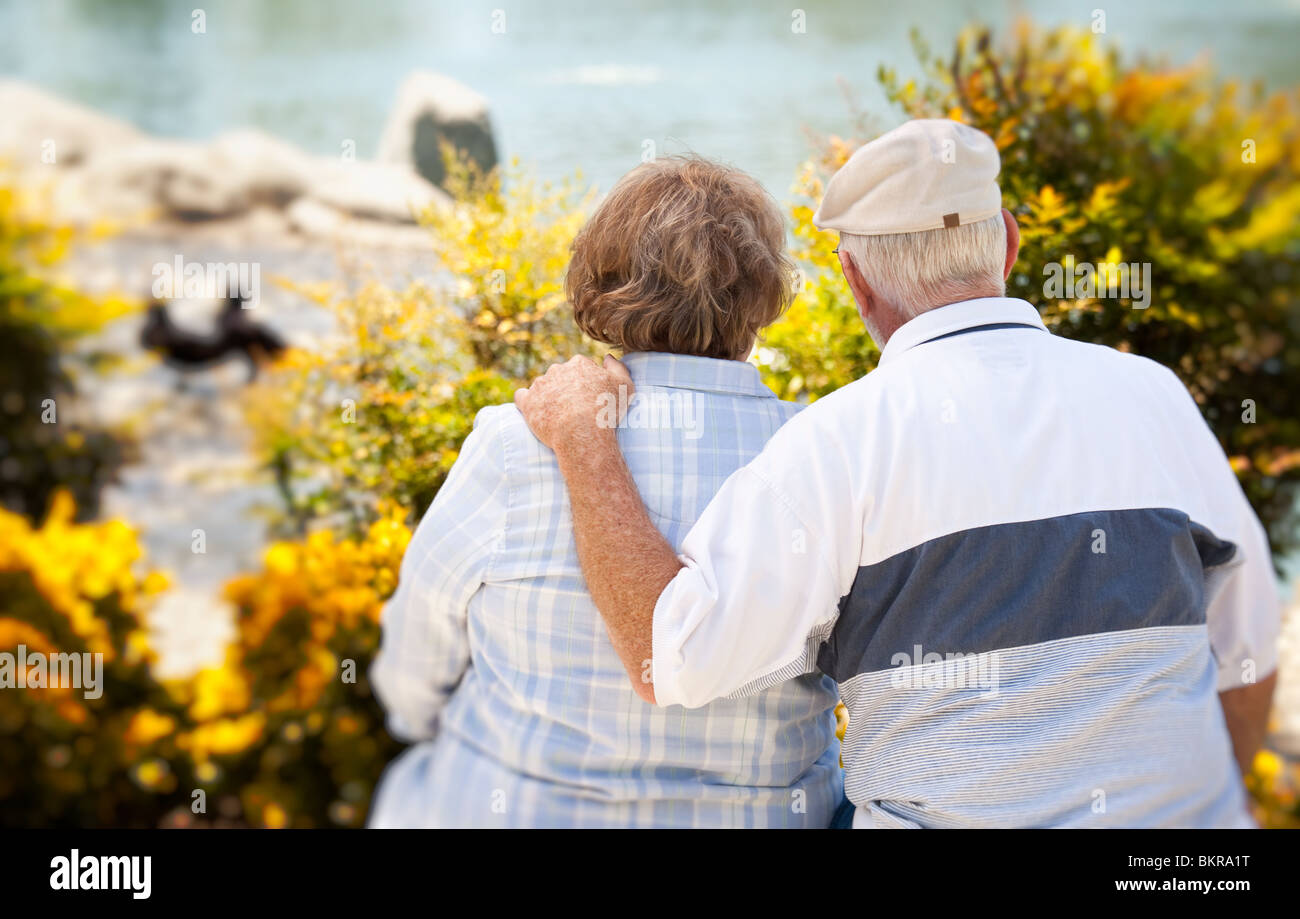 Happy Senior Couple Enjoying Each Other in The Park Stock Photo - Alamy