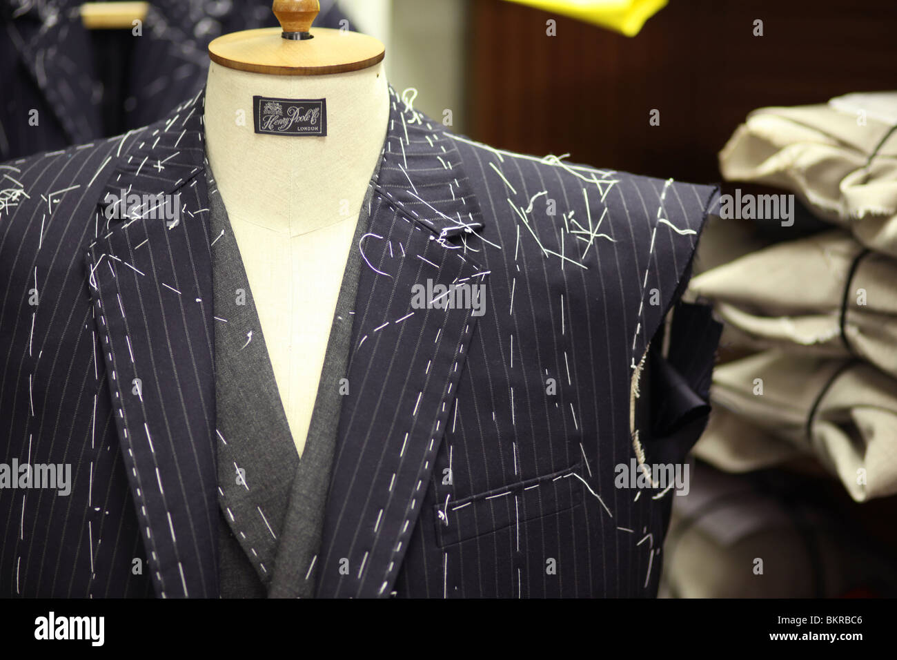 A tailored suit in progress in the studio of Henry Poole in Savile Row London Stock Photo Alamy