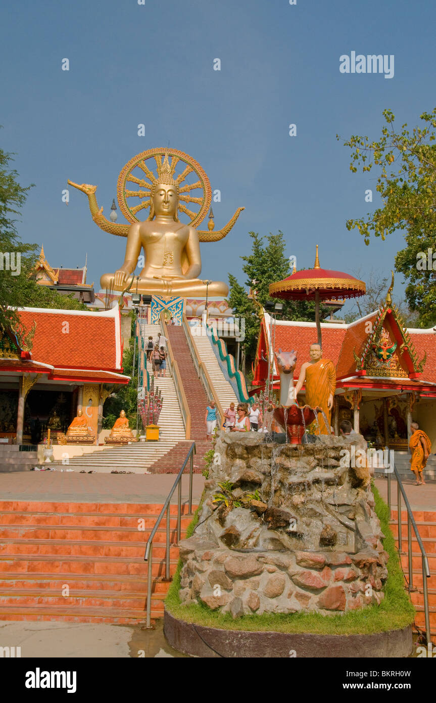 The Big Buddha Temple or Wat Phra Yai with its dragon staircase is Koh Samui Thailands most