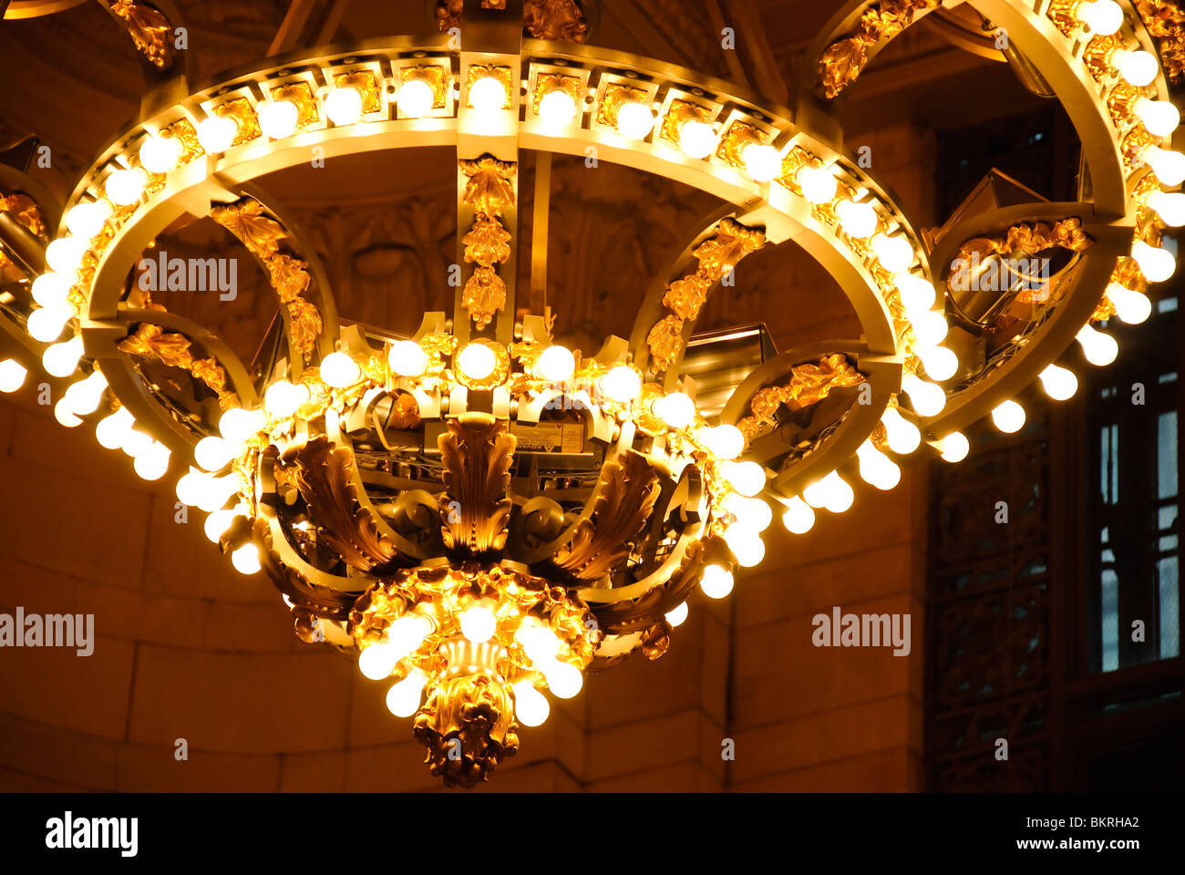 NEW YORK, NY Chandeliers in Grand Central Station's Vanderbilt Hall