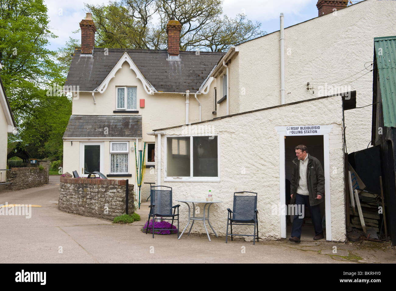 Polling station on farm at Tredunnock in the Monmouth constituency South Wales UK Stock Photo