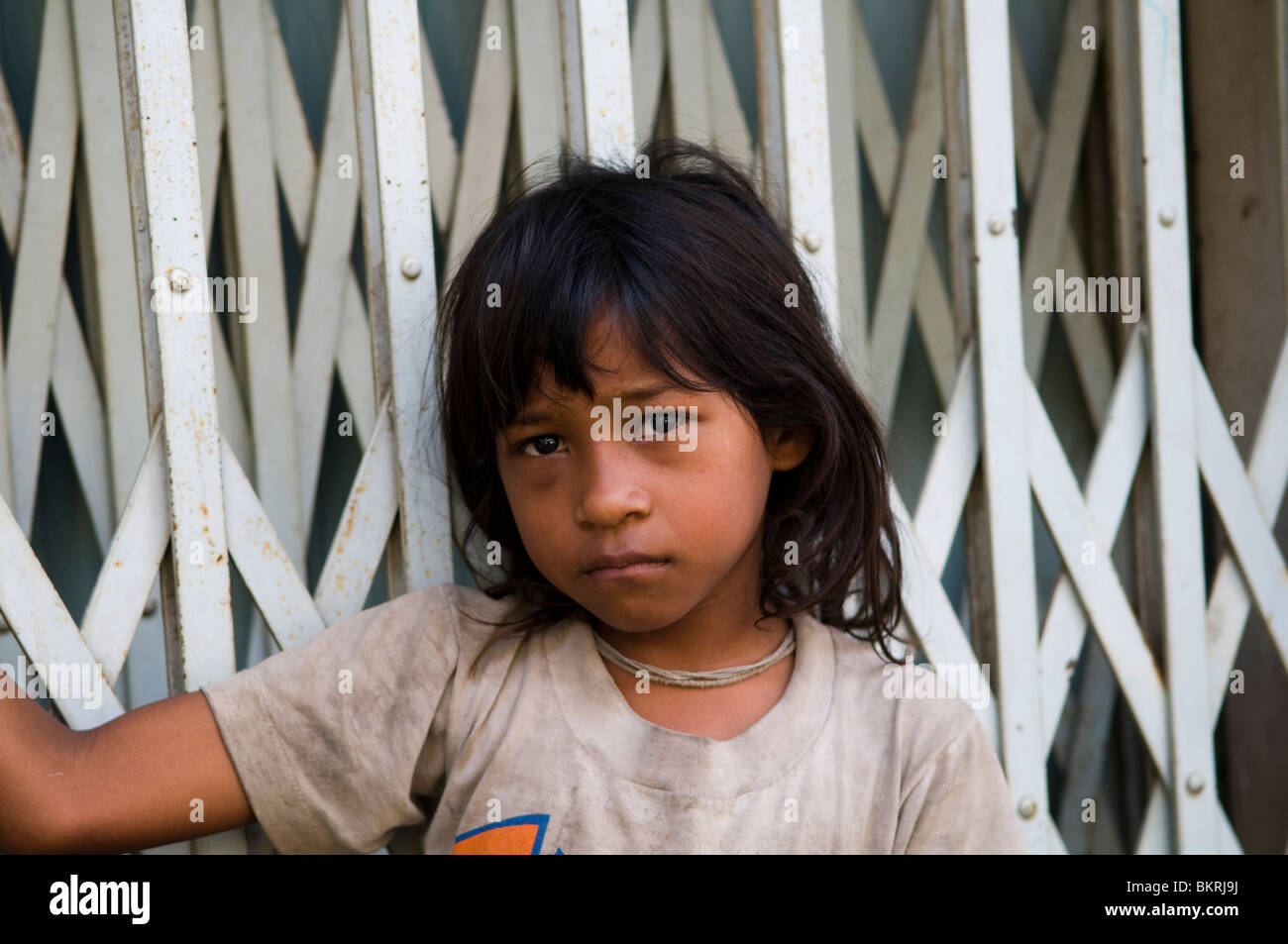Portrait of a sad Khmer girl Stock Photo - Alamy