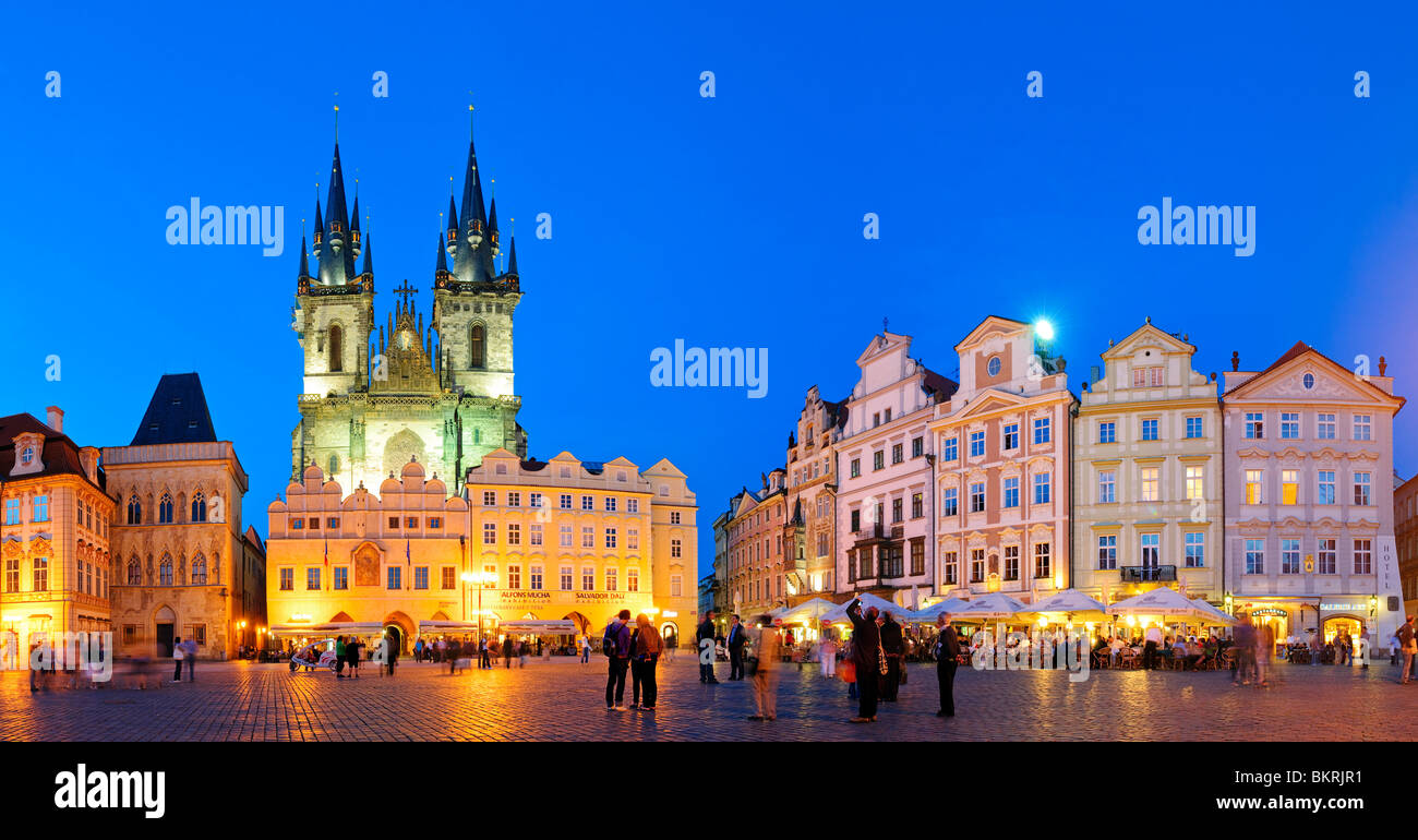 PRAGUE, Czech Republic Prague's Old Town Square at night with the Tyn