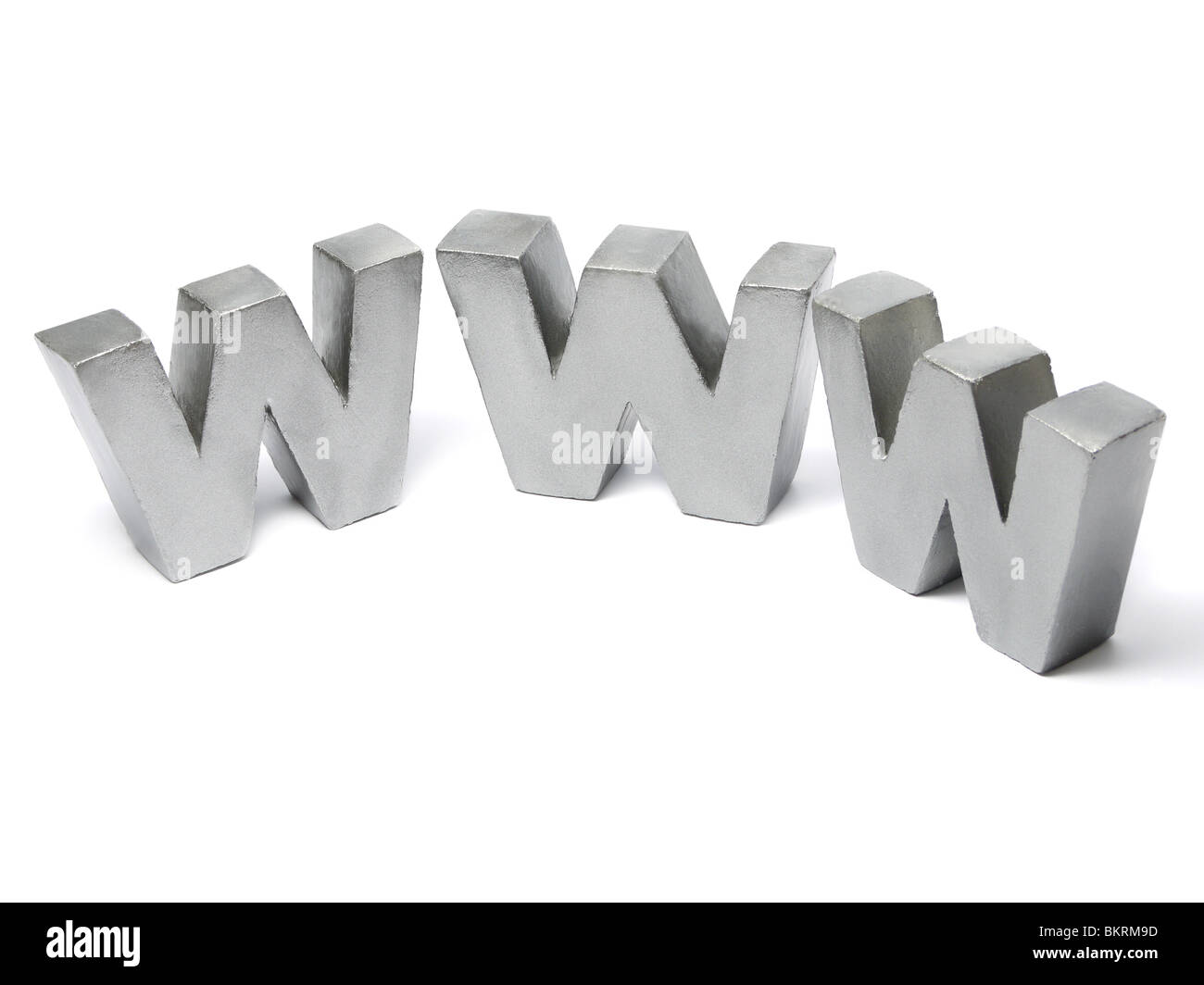 Three wrought metal W letters reading WWW over white background Stock Photo