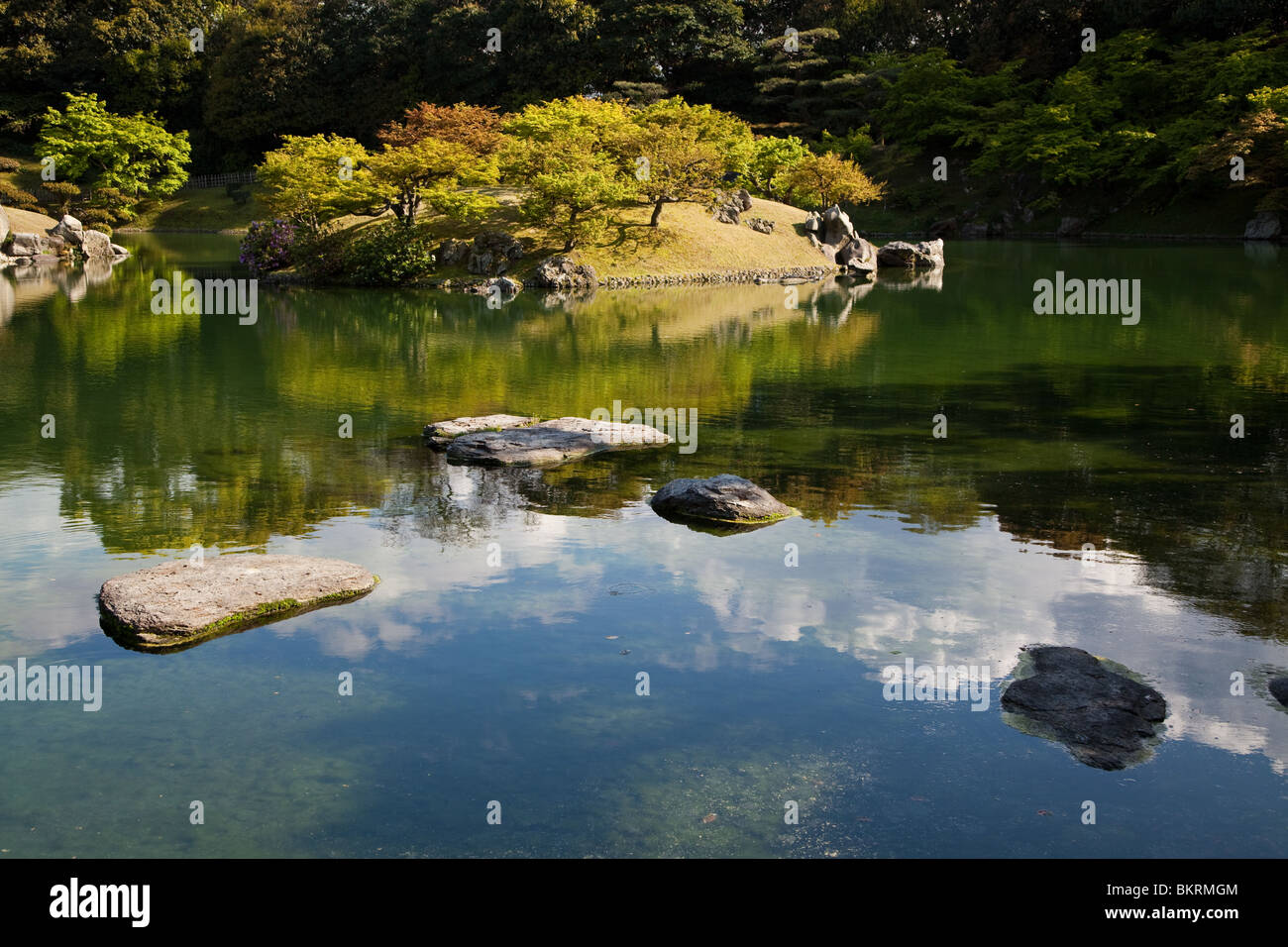 Ritsurin garden in Takamatsu is considered one of the finest gardens in Japan Stock Photo