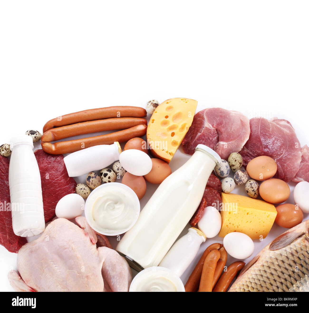 Fresh meat and dairy products Stock Photo Alamy