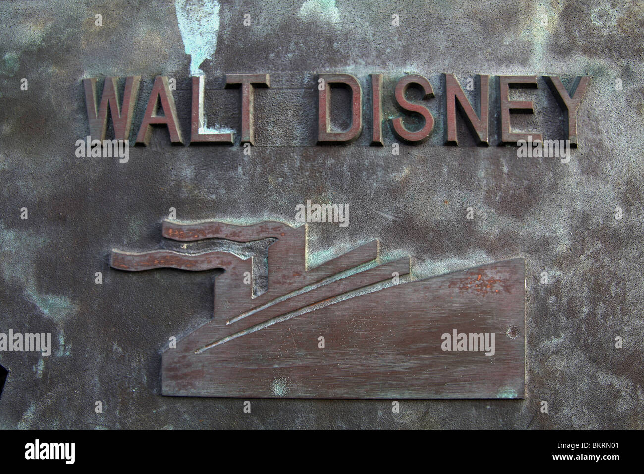 Walt Disney. 36 of 41. Walter Elias Disney (December 5, 1901 – December 15, 1966) Brass plaque on a wall Plymouth Docks. Stock Photo