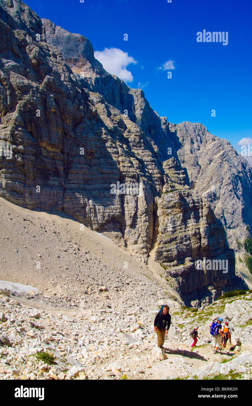 Mountaineers on the Prag route, the easiest route on the North Face of  2864m Triglav in the Julian Alps, Slovenia Stock Photo - Alamy