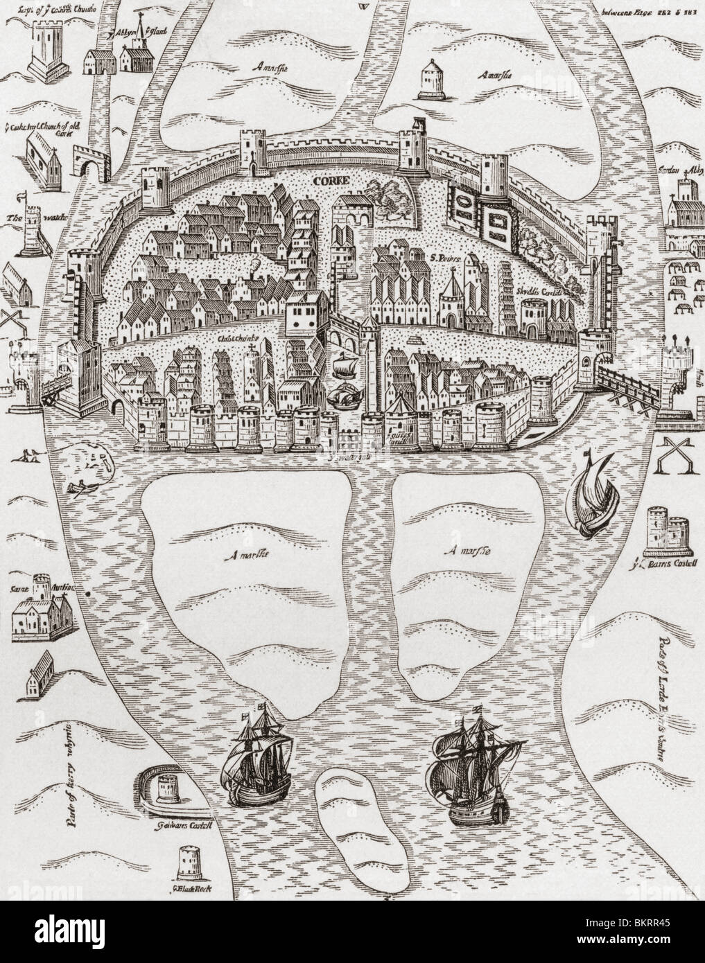 Cork, County Cork, Ireland in 1633. Stock Photo