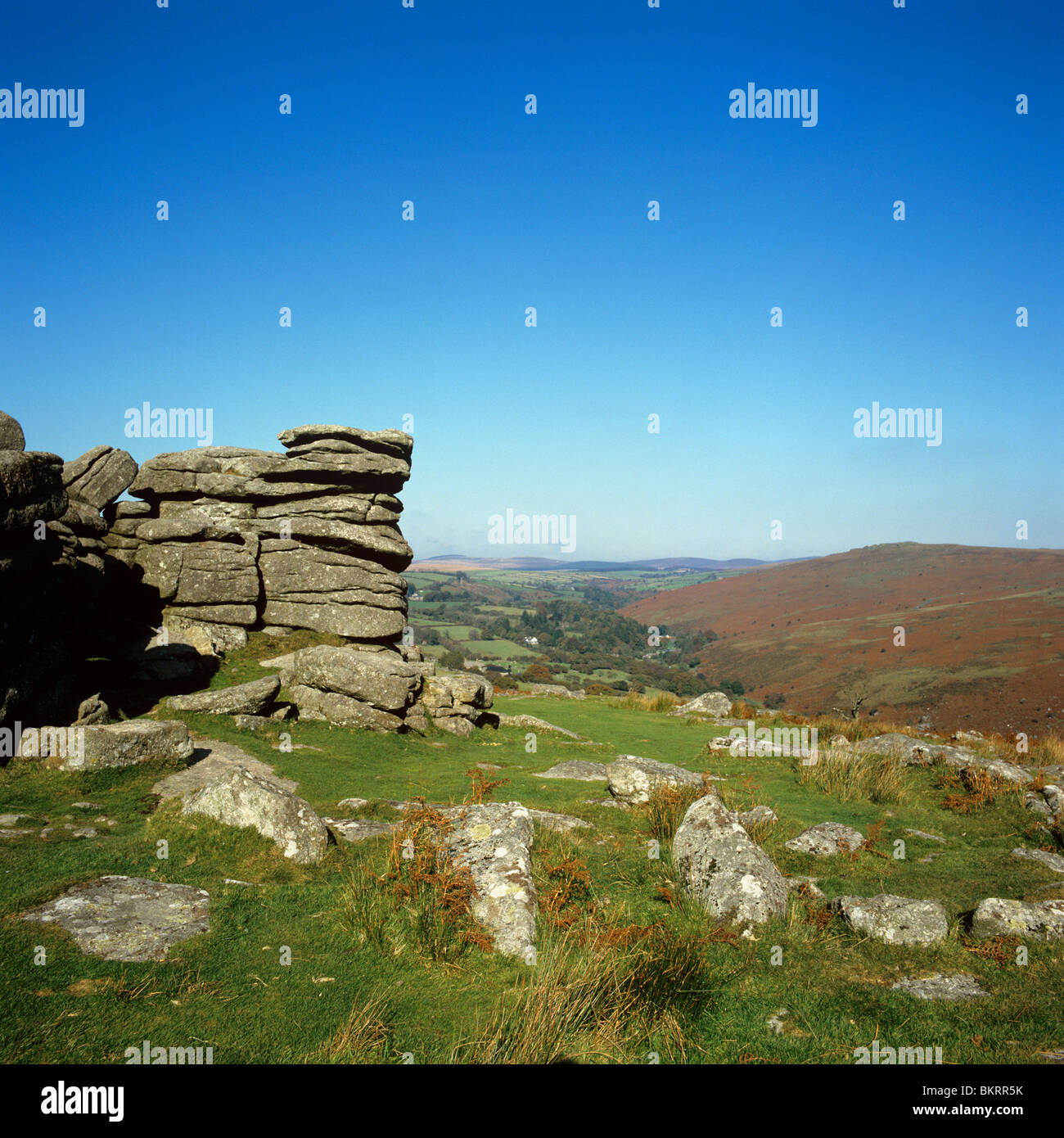 Comberstone Tor overlooking Dartmeet, a popular beauty spot in the ...