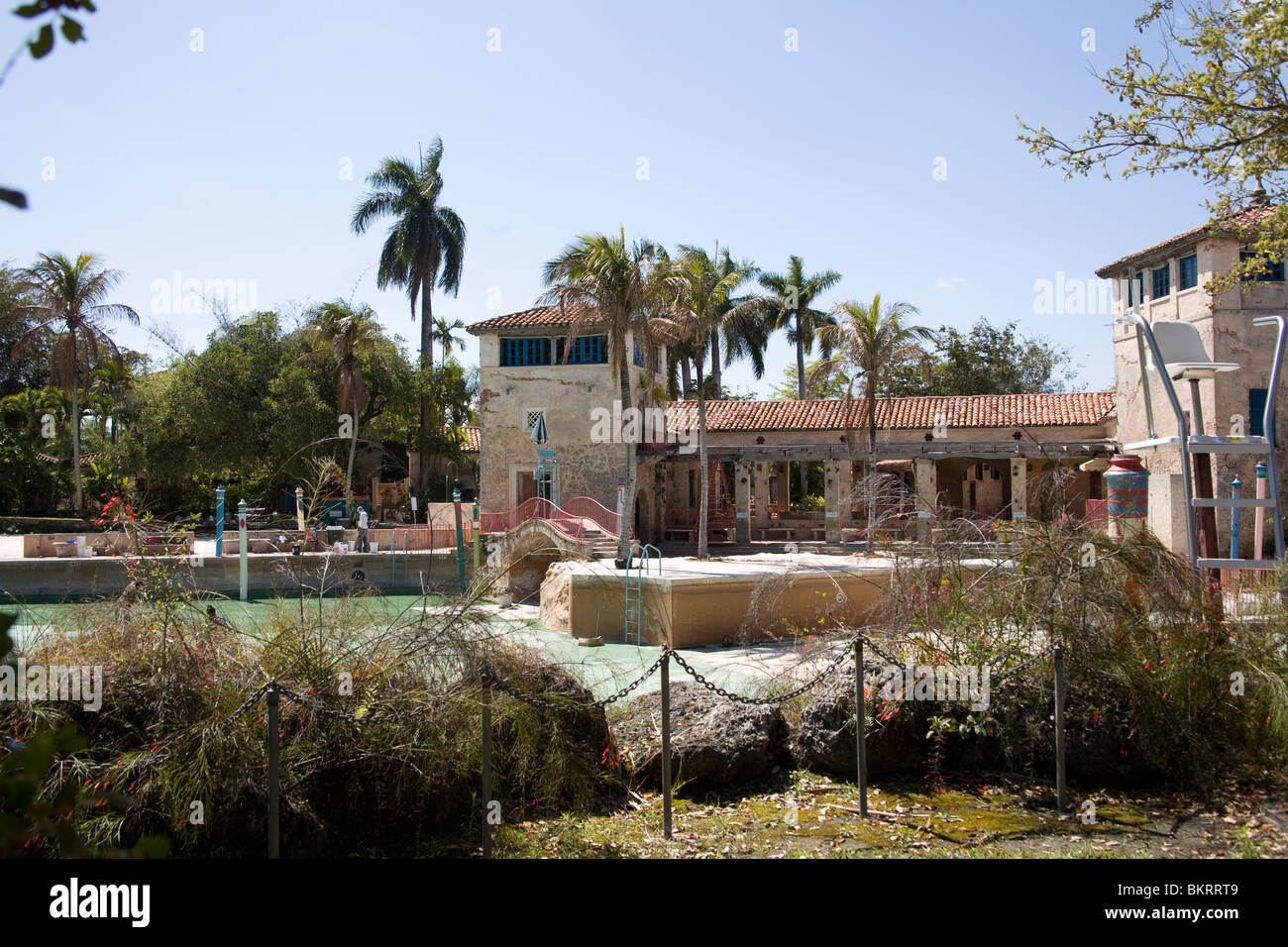Renovating the Pool, Coral Gables Miami Florida Stock Photo
