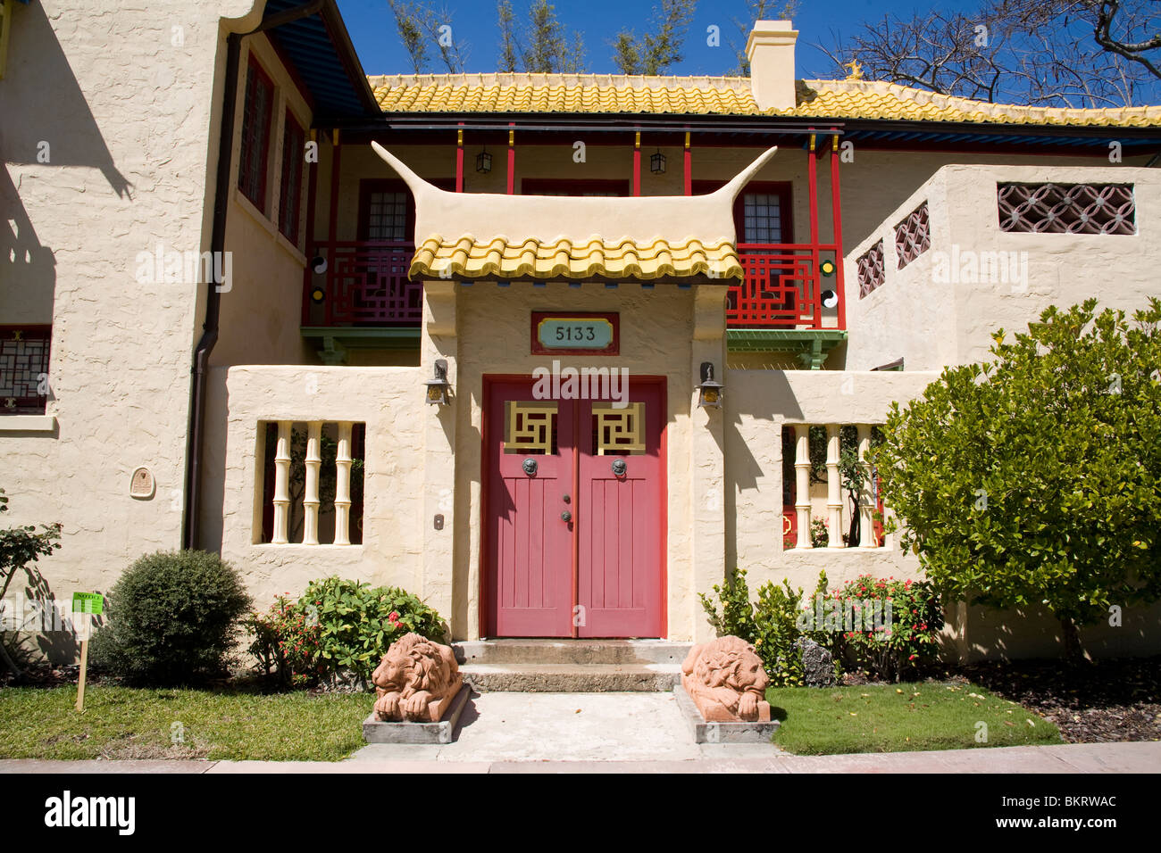 A house in George Merricks Chinese Village, Coral Gables Miami Florida ...