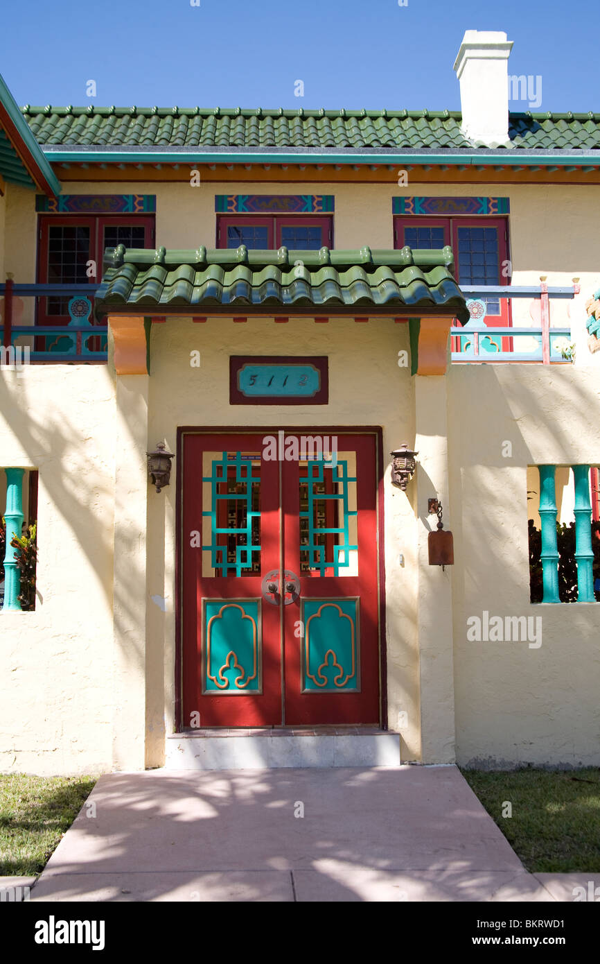 The gate to a house in George Merricks Chinese Village, Coral Gables ...