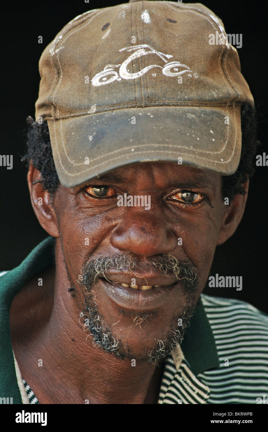 Curacao, portrait of a homeless choller, the local word for drug addicct or junky. Stock Photo