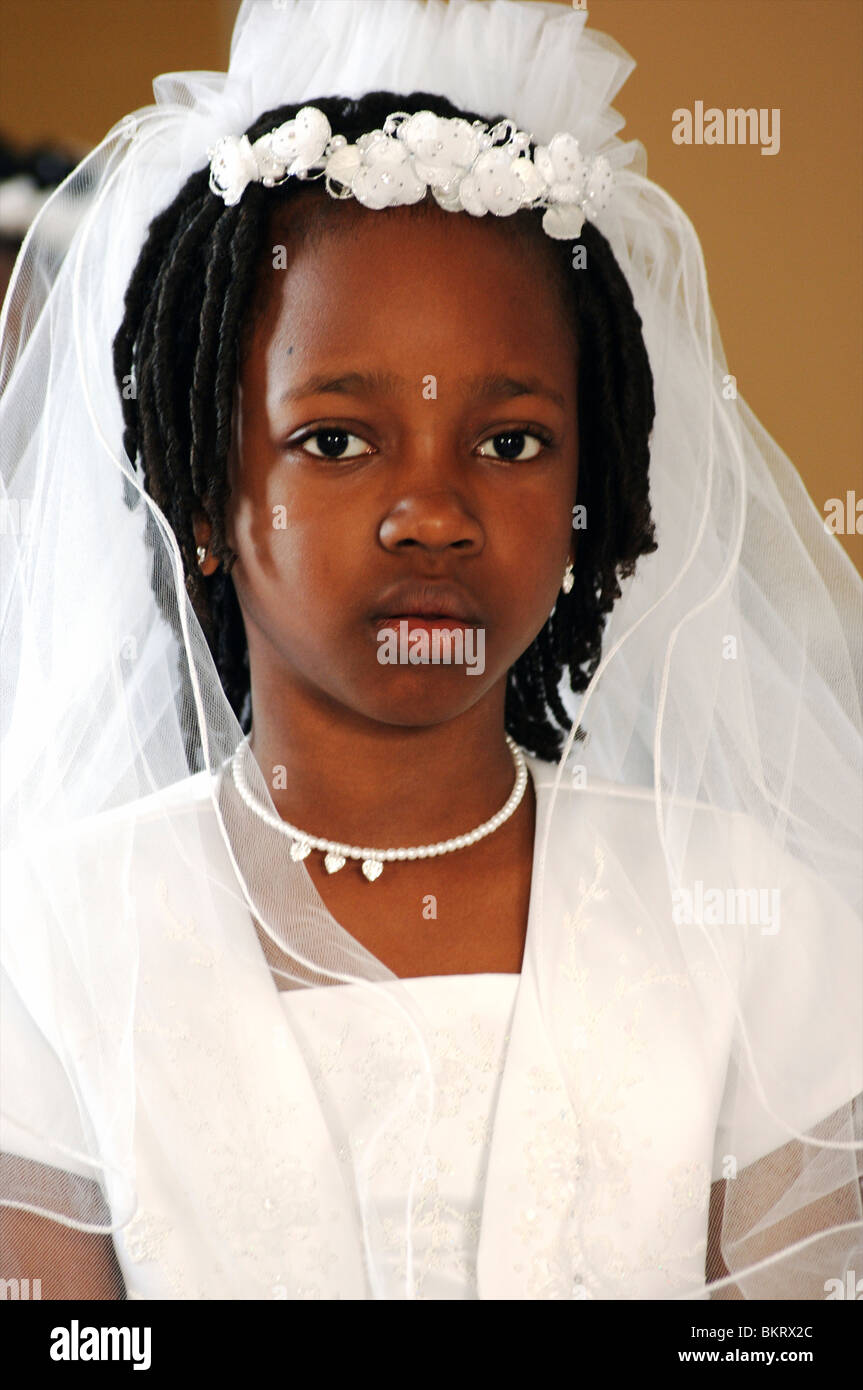 Curacao, portrait of a girl during her first holy communion Stock Photo - Alamy