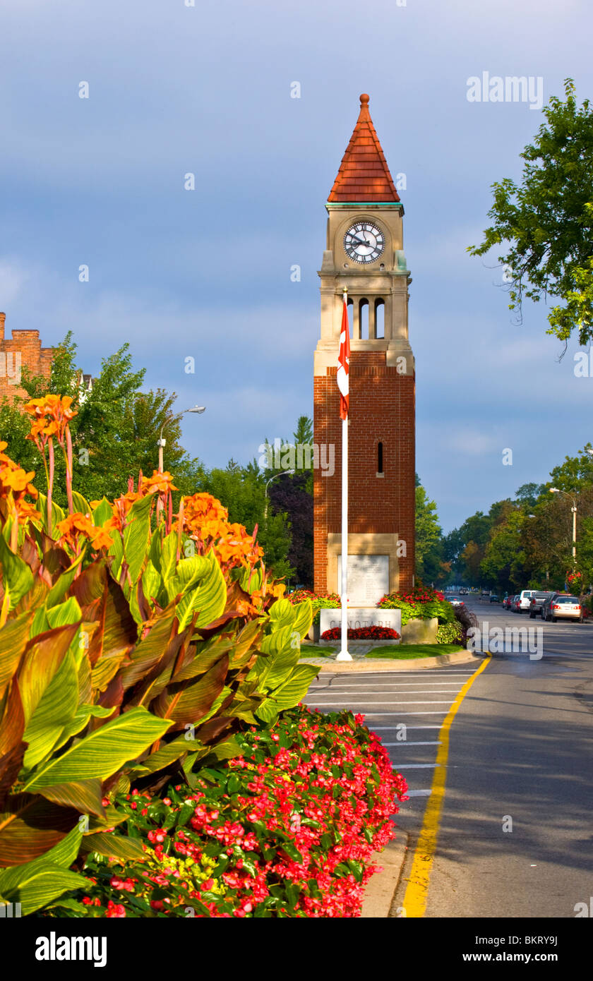 Town Clock and  Cenotaph, Niagara-on-the-Lake, ON.Canada Stock Photo
