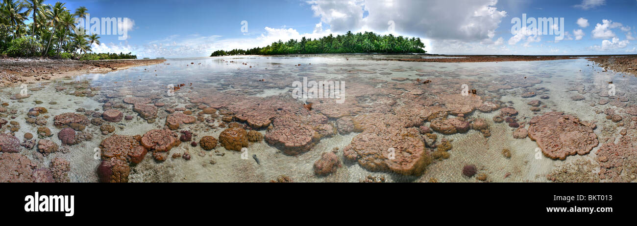 Tuvalu island in the pacific ocean threatens to disappear in the next 50 years due to sea level rise. Stock Photo