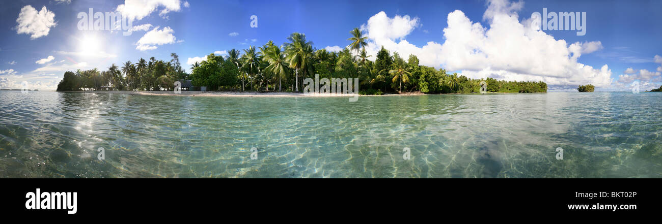 Tuvalu island in the pacific ocean threatens to disappear in the next 50 years due to sea level rise. Stock Photo