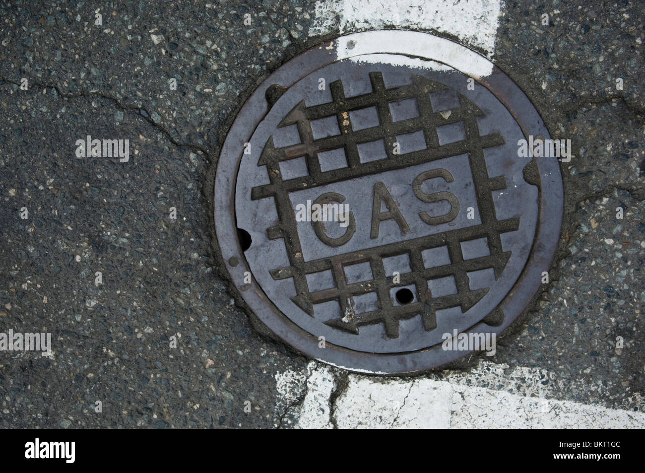 Close up of a gas valve cover in Hoboken, New Jersey on Sunday, May 2